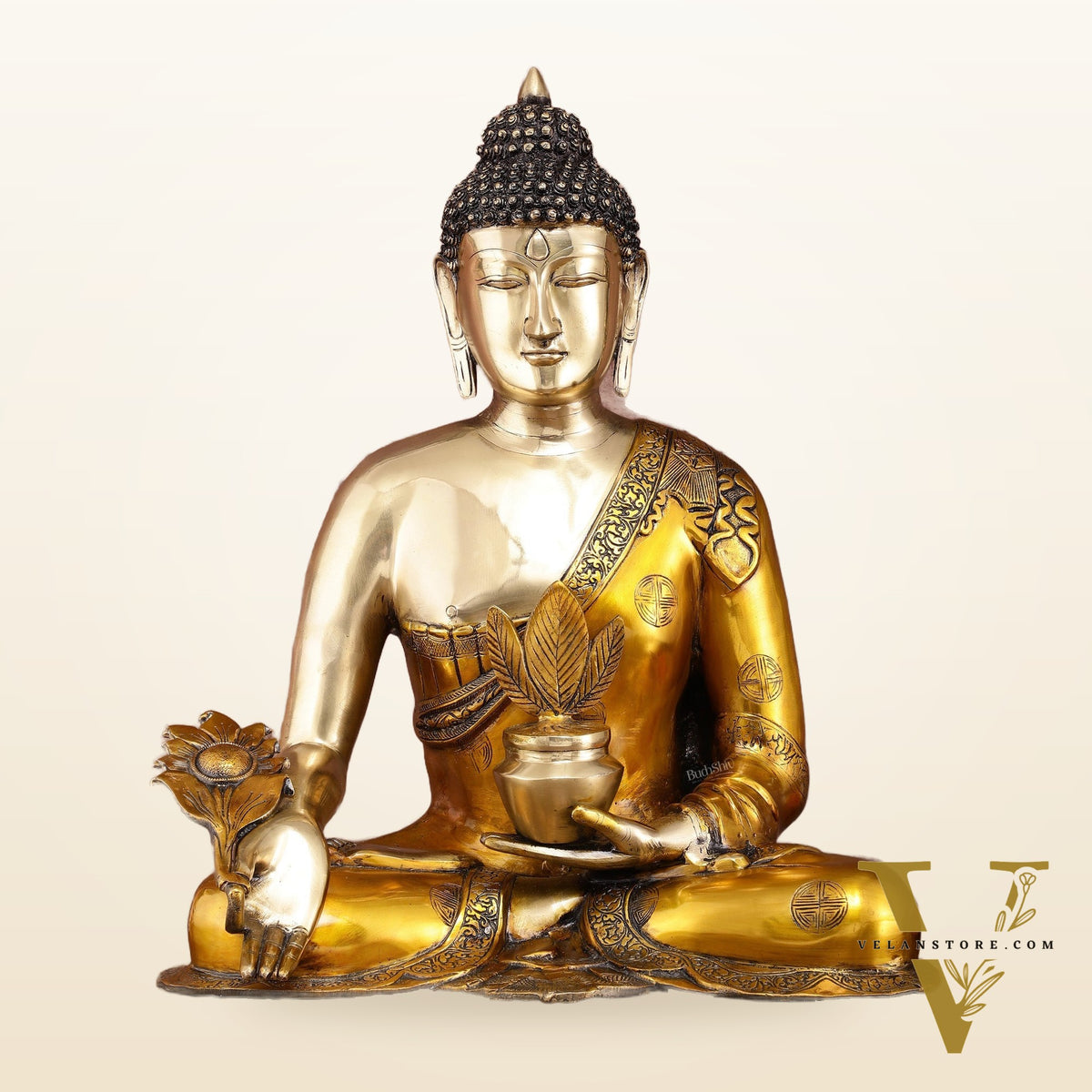 Pure Brass Medicine Healing Buddha Statue 23"