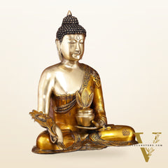 Pure Brass Medicine Healing Buddha Statue 23"