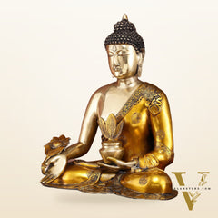 Pure Brass Medicine Healing Buddha Statue 23"
