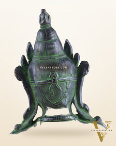Pure Brass Meditating Buddha Statue - Antique black and green Finish, 13" Height