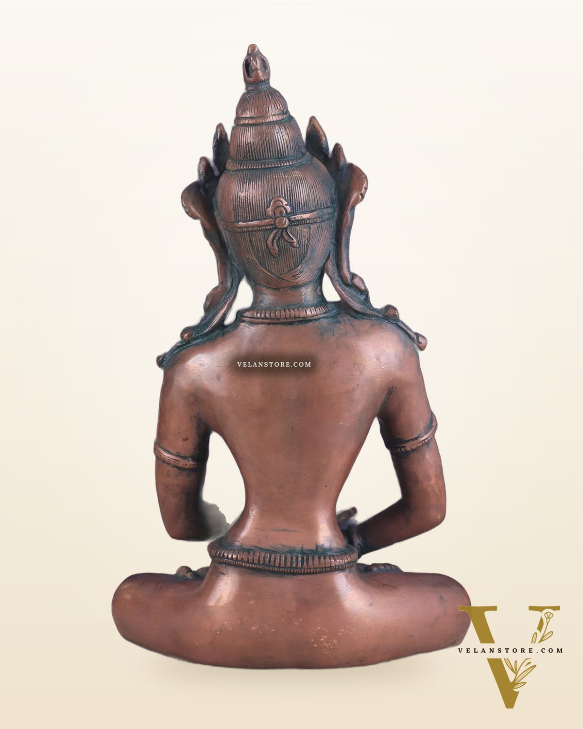 Pure Brass Meditating Buddha Statue - Antique Copper finish , 13" Height