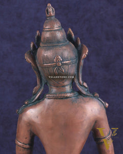 Pure Brass Meditating Buddha Statue - Antique Copper finish , 13" Height
