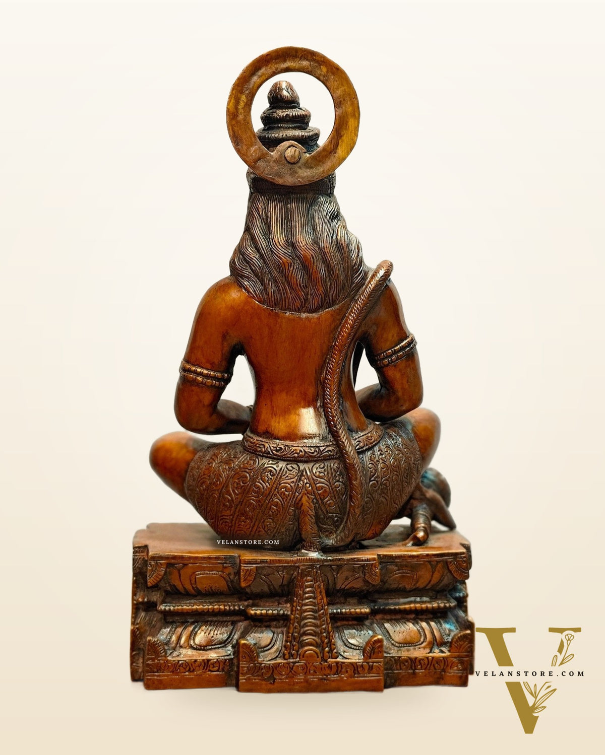 Pure Brass Meditation Hanuman Statue - 15-Inch