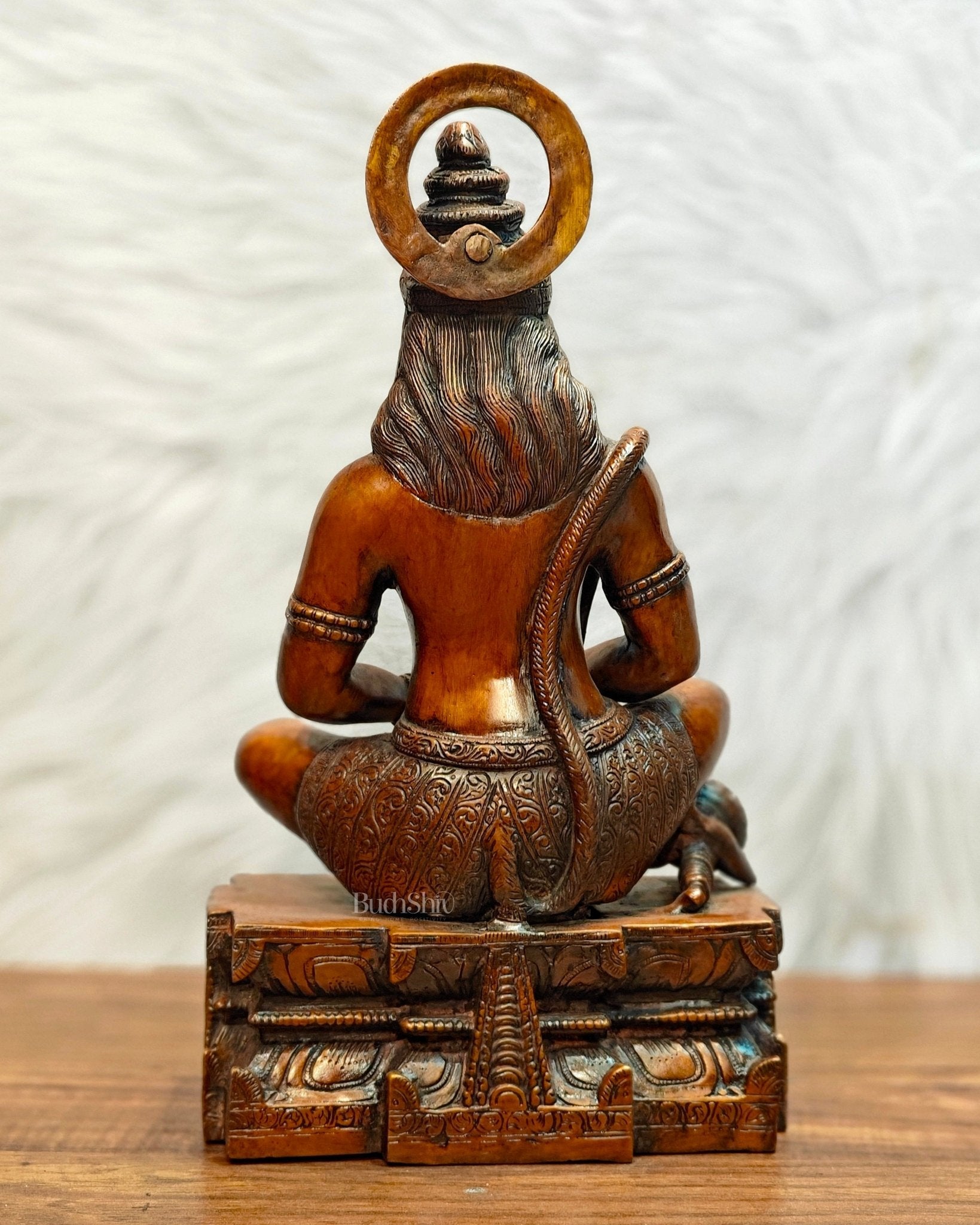 Pure Brass Meditation Hanuman Statue - 15-Inch