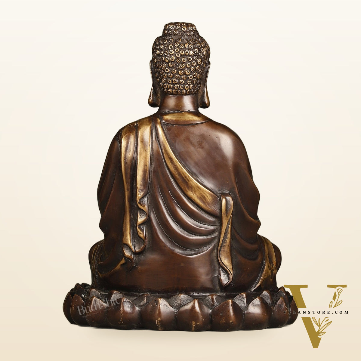 Pure Brass Meditative Buddha Statue - Brown Finish 10"