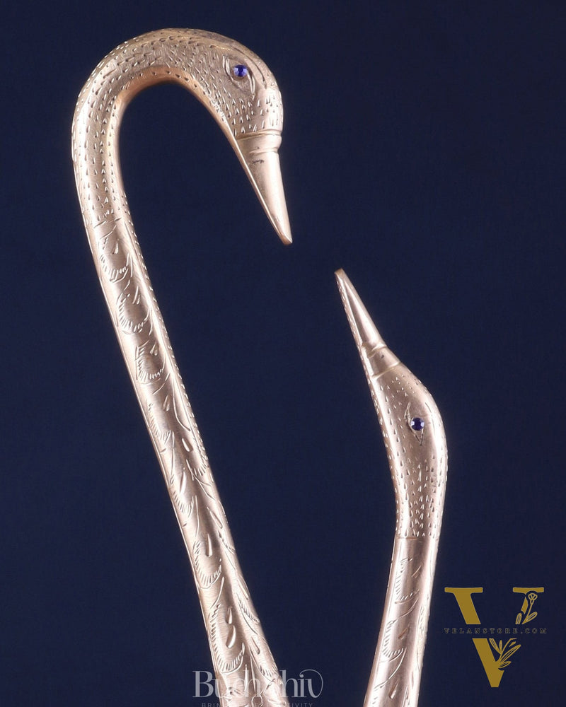 Pure Brass Meenakari Swan Pair - Vastu Approved Home Decor