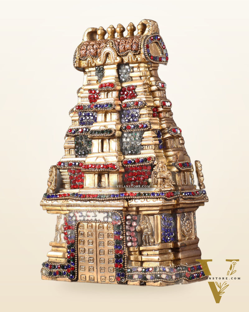 Pure Brass Meenakshi Temple Replica – 9.5 Inch