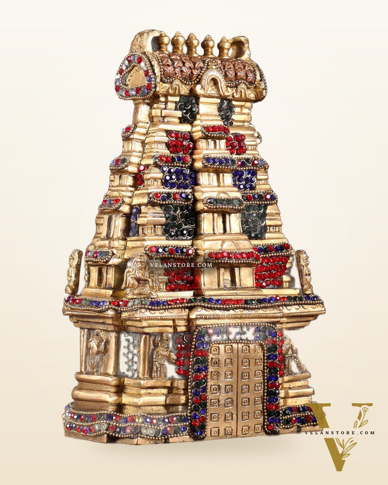 Pure Brass Meenakshi Temple Replica – 9.5 Inch