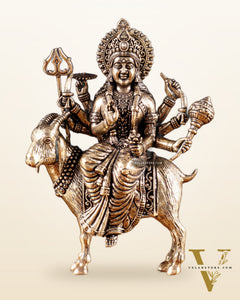 Pure Brass Meldi Mata idol seated on goat 5"