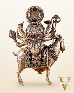 Pure Brass Meldi Mata idol seated on goat 5"
