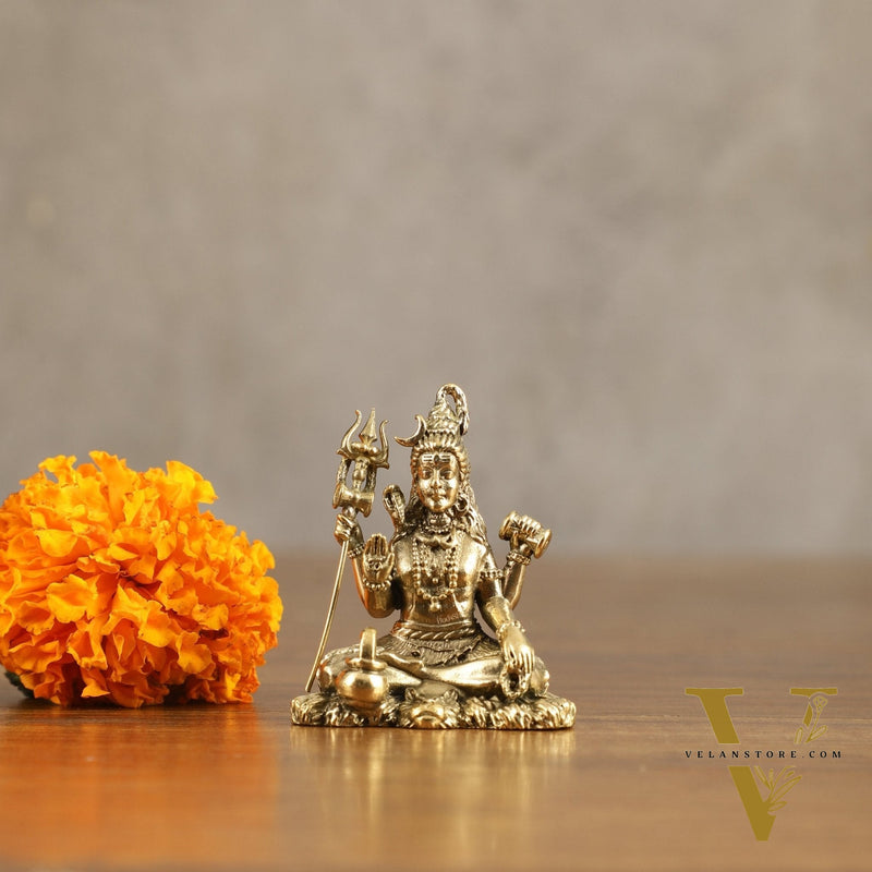 Pure Brass Miniature Lord Shiva Idol - 2 Inch