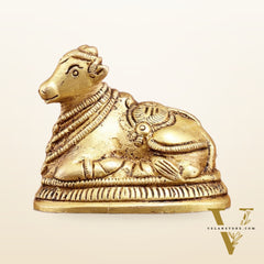 Pure Brass Miniature Nandi Idol | 2.2-inch, 260 gm