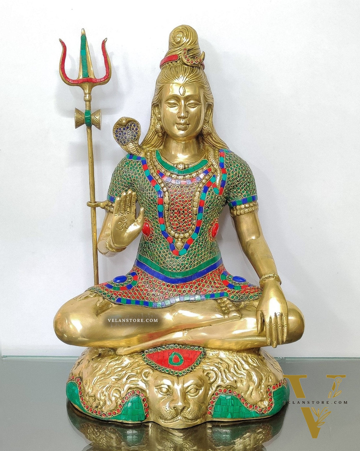 Pure Brass multi colour Lord Shiva Statue - Handcrafted in India | 22.5 Inch