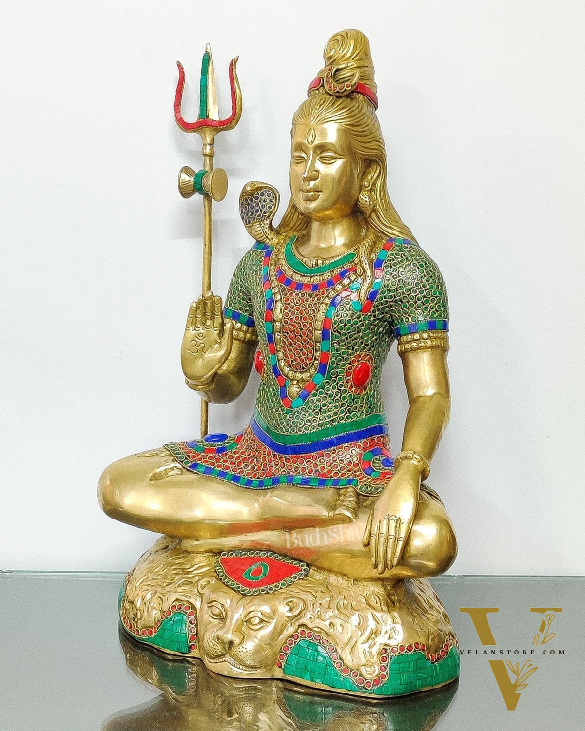 Pure Brass multi colour Lord Shiva Statue - Handcrafted in India | 22.5 Inch