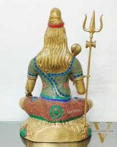 Pure Brass multi colour Lord Shiva Statue - Handcrafted in India | 22.5 Inch