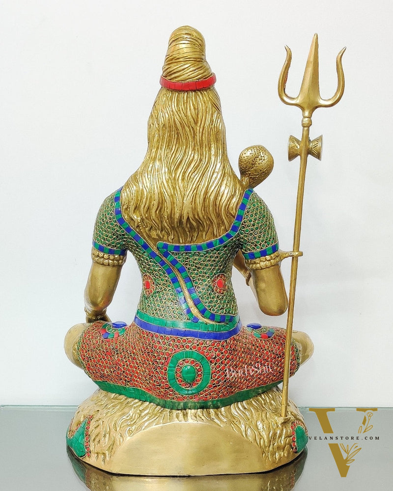 Pure Brass multi colour Lord Shiva Statue - Handcrafted in India | 22.5 Inch