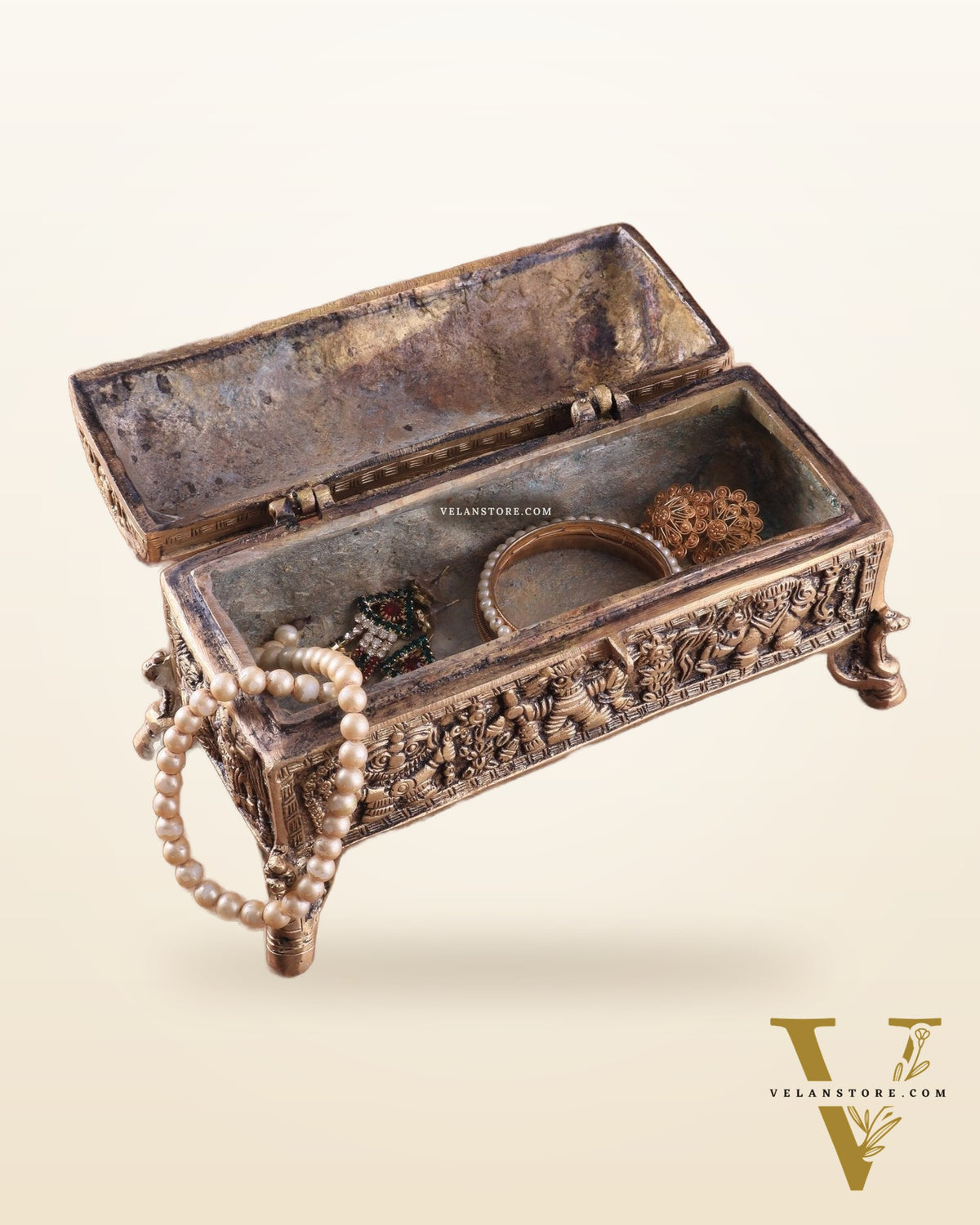 Pure Brass Multipurpose Jewelry Box – Camel Design with Intricate Carvings