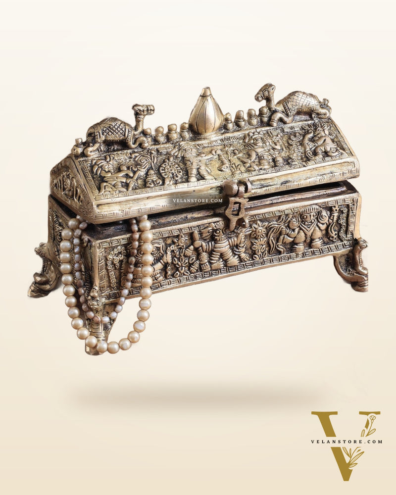 Pure Brass Multipurpose Jewelry Box – Camel Design with Intricate Carvings