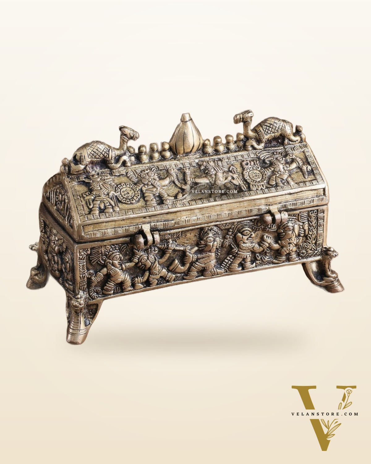Pure Brass Multipurpose Jewelry Box – Camel Design with Intricate Carvings