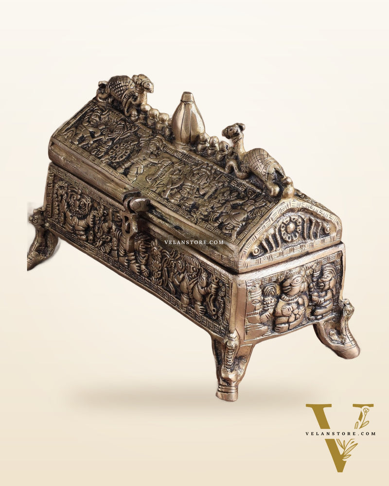 Pure Brass Multipurpose Jewelry Box – Camel Design with Intricate Carvings