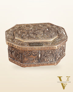 Pure Brass Multipurpose Storage Box with Animal Carvings