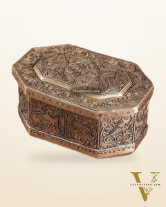 Pure Brass Multipurpose Storage Box with Animal Carvings