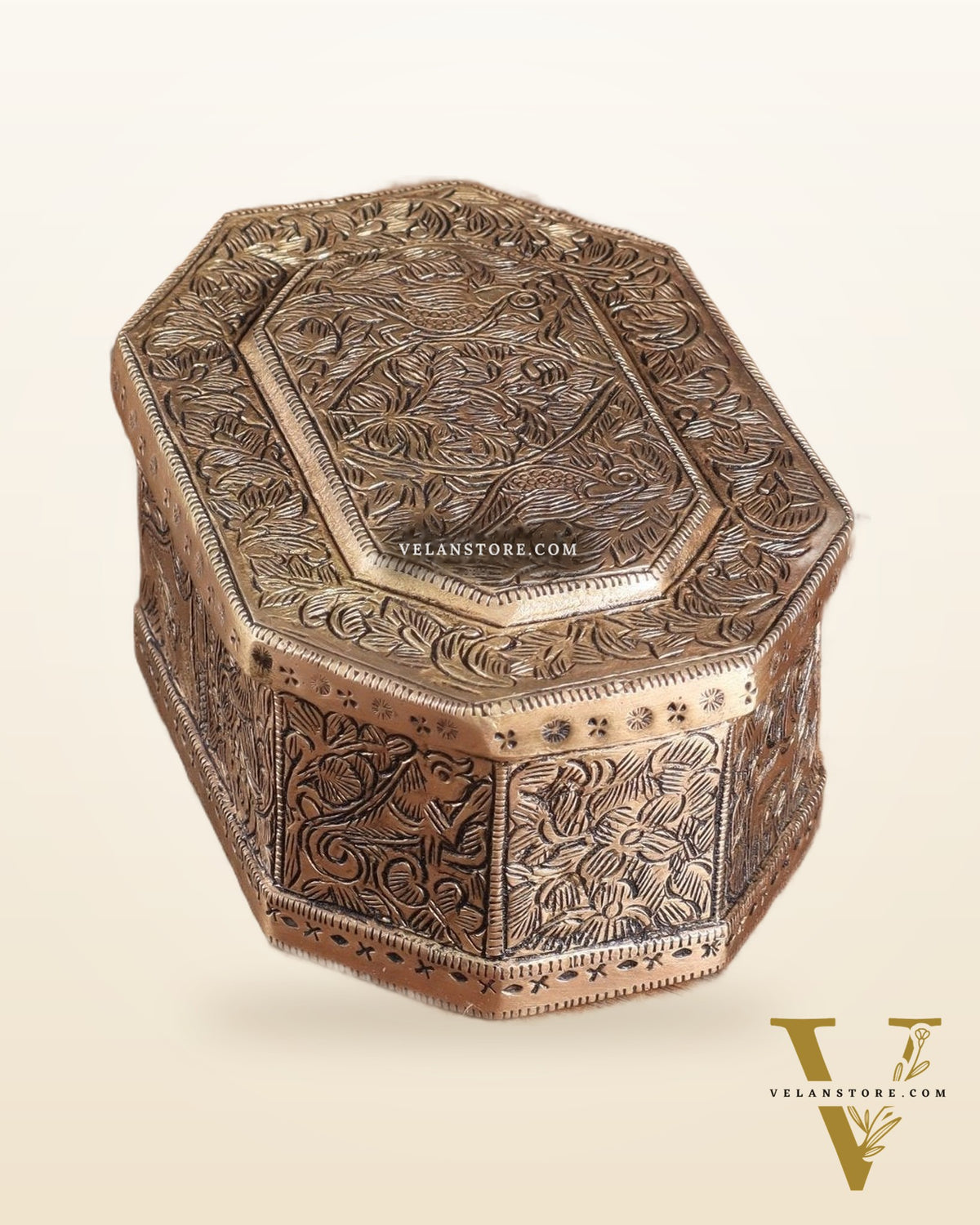 Pure Brass Multipurpose Storage Box with Animal Carvings