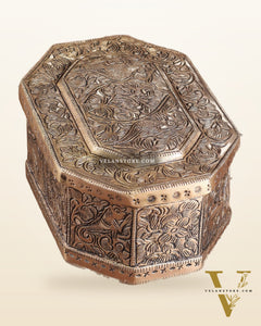 Pure Brass Multipurpose Storage Box with Animal Carvings