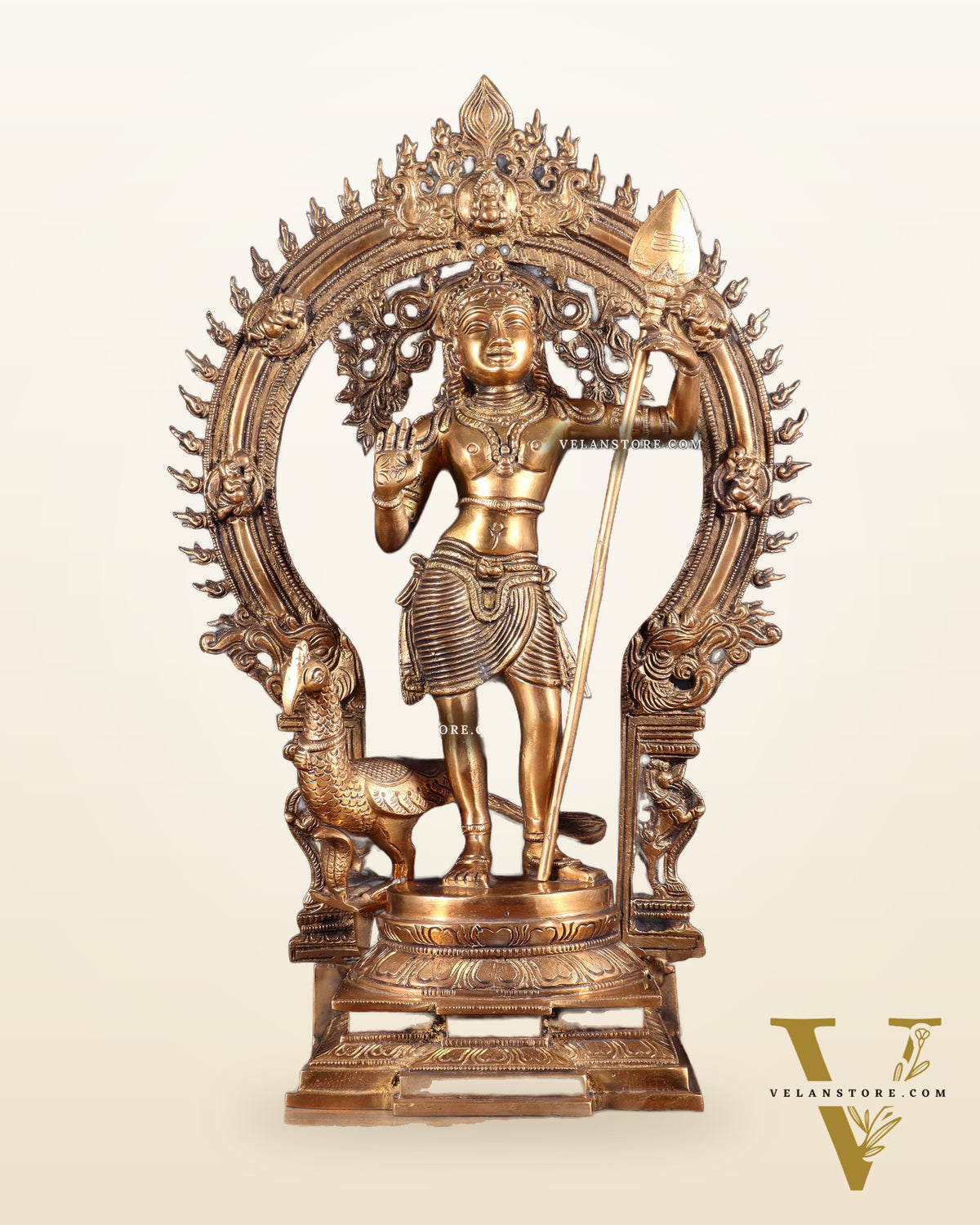 Pure Brass Murugan swamy Kartikeya Idol 16.5 inch