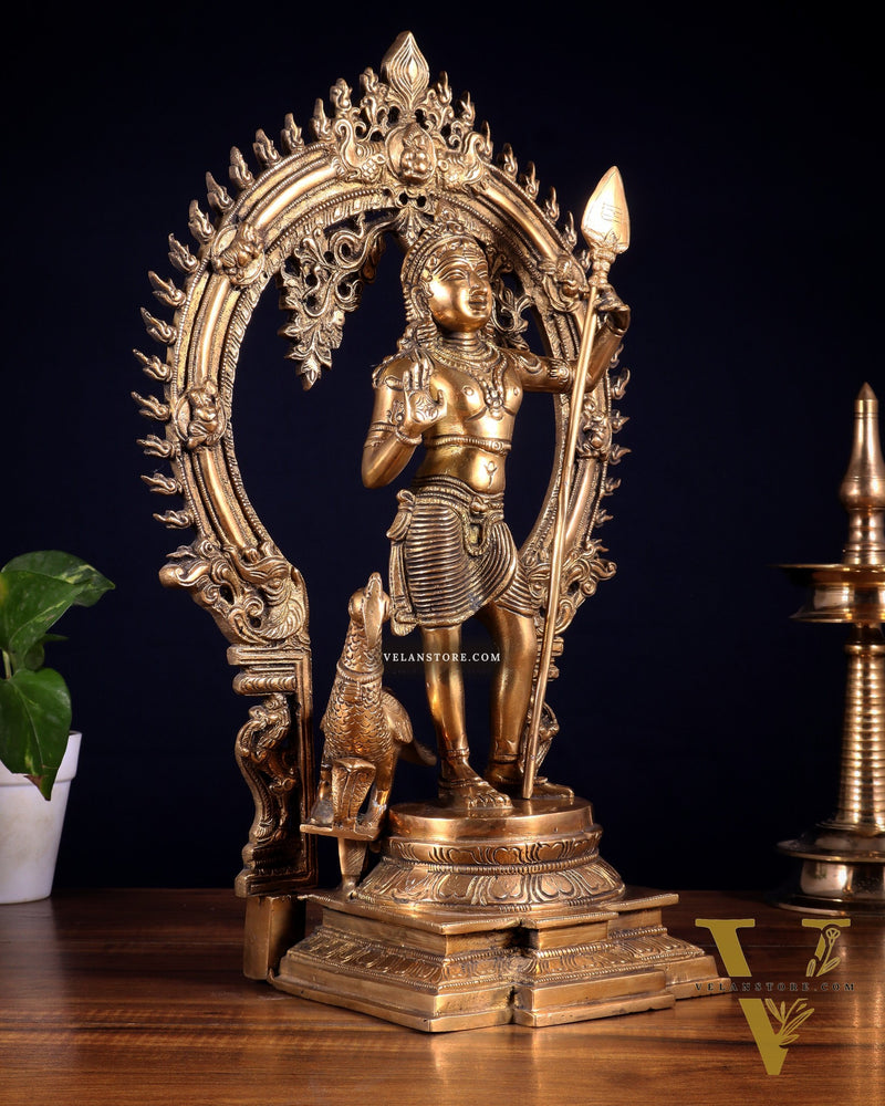 Pure Brass Murugan swamy Kartikeya Idol 16.5 inch