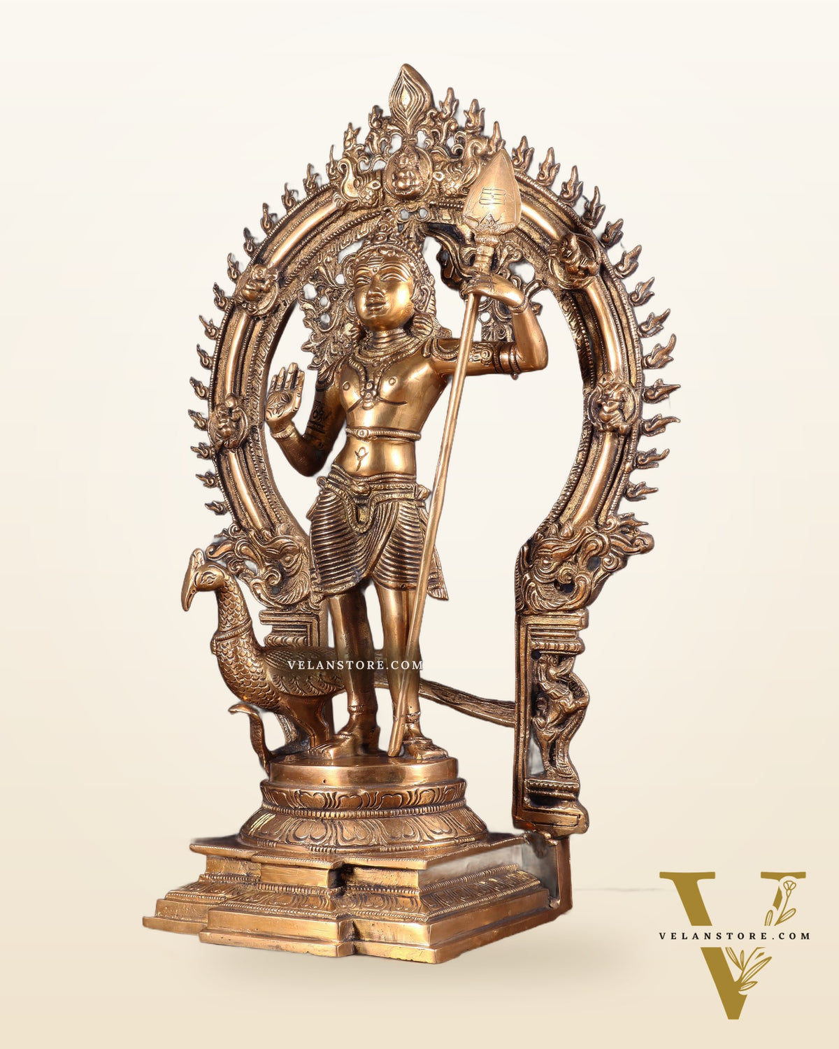 Pure Brass Murugan swamy Kartikeya Idol 16.5 inch