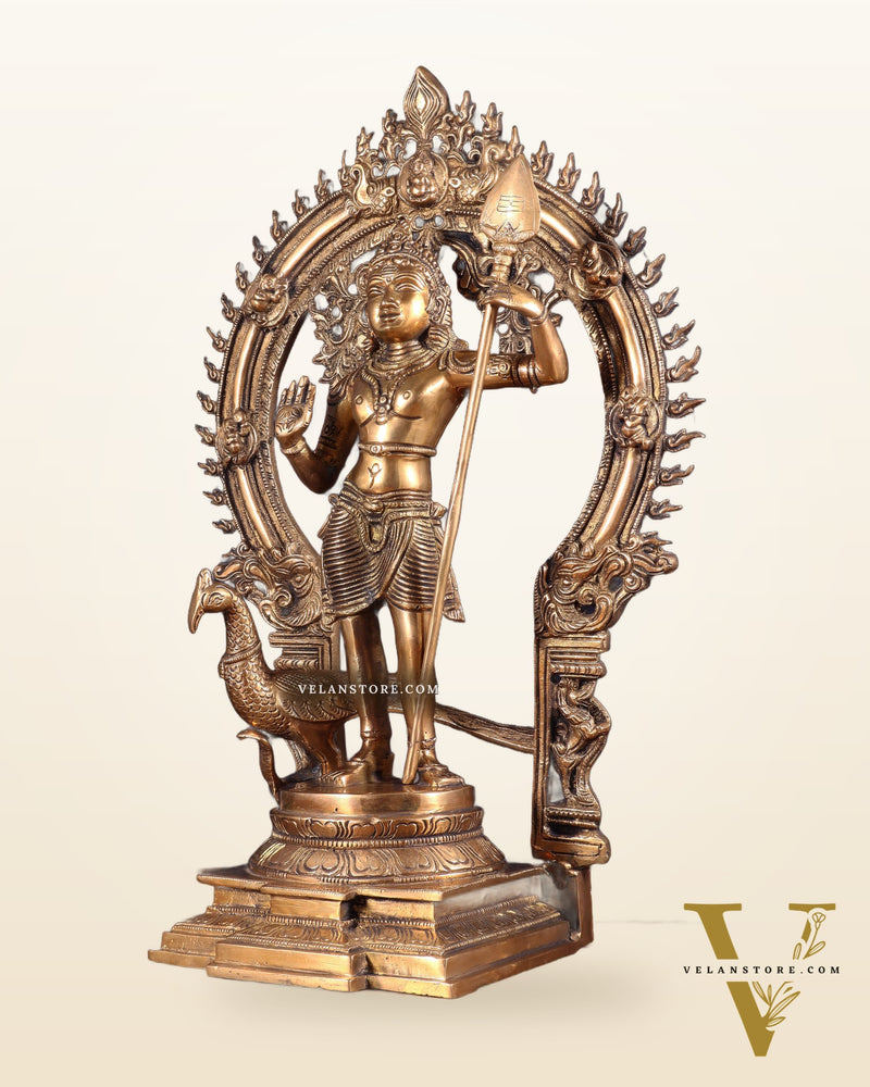 Pure Brass Murugan swamy Kartikeya Idol 16.5 inch