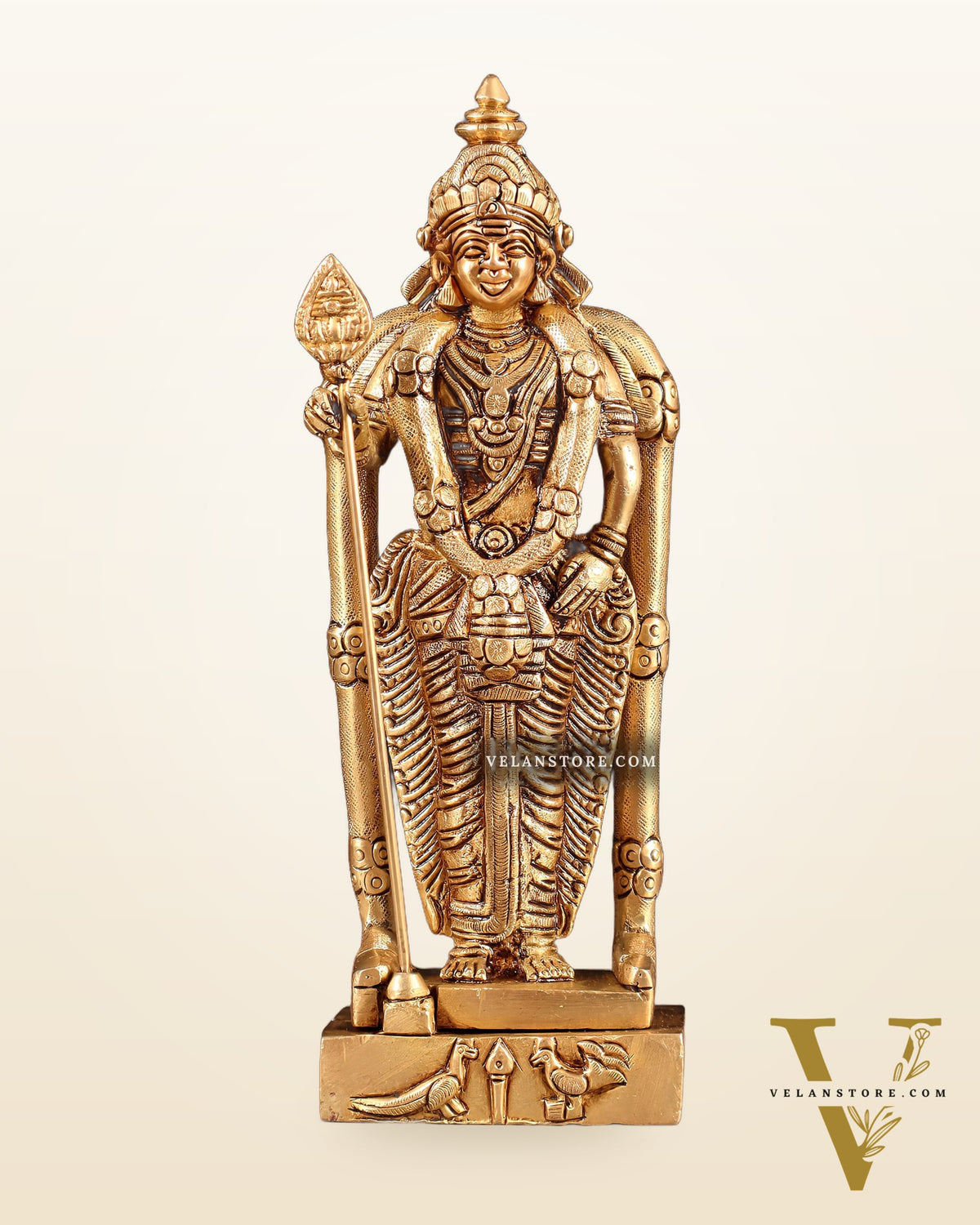 Pure Brass Murugan Swamy Kartikeya Idol – 7" Superfine Carvings