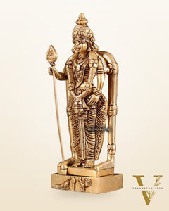 Pure Brass Murugan Swamy Kartikeya Idol – 7" Superfine Carvings