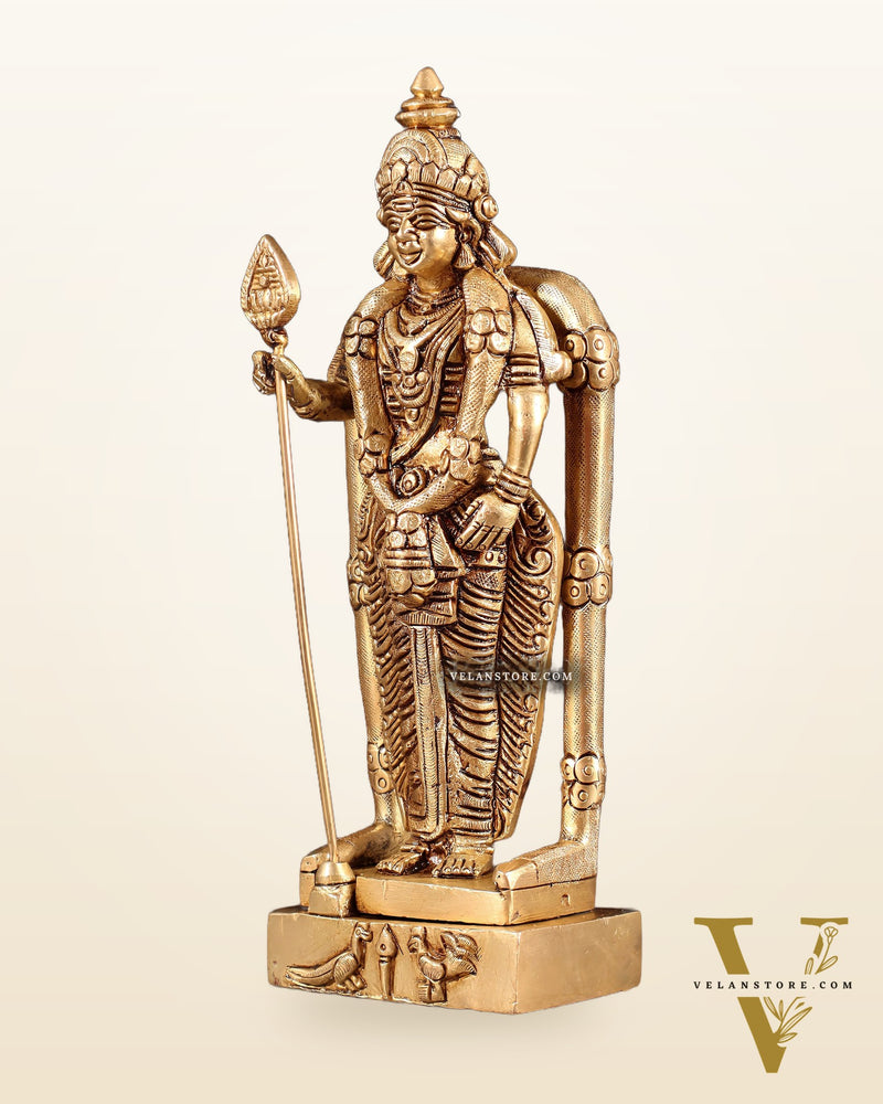 Pure Brass Murugan Swamy Kartikeya Idol – 7" Superfine Carvings