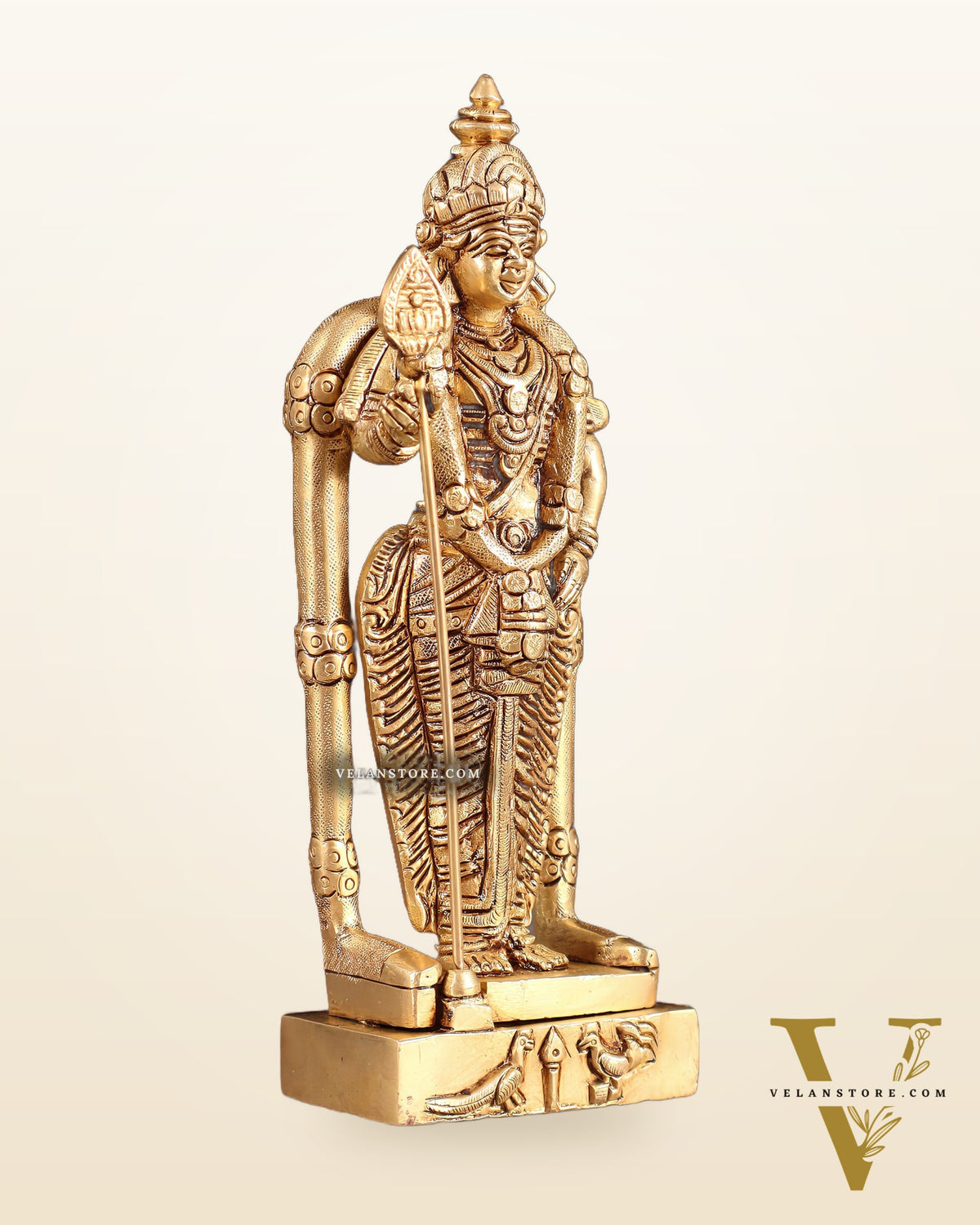 Pure Brass Murugan Swamy Kartikeya Idol – 7" Superfine Carvings