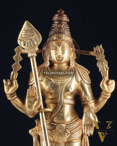 Pure Brass Murugan Swamy Statue - Unique Design 10.5"