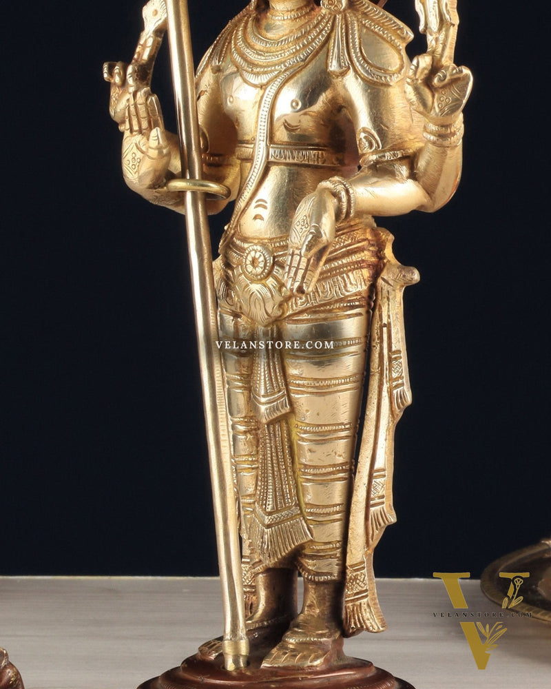 Pure Brass Murugan Swamy Statue - Unique Design 10.5"
