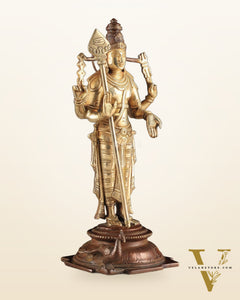 Pure Brass Murugan Swamy Statue - Unique Design 10.5"