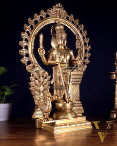 Pure Brass Murugan with Thiruvachi Prabhavali Arch 23 inch