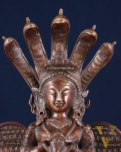 Pure Brass Naag Kanya – Snake Goddess Statue, 12.5"