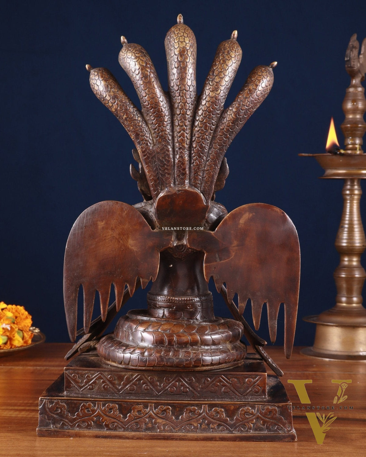 Pure Brass Naag Kanya – Snake Goddess Statue, 12.5"