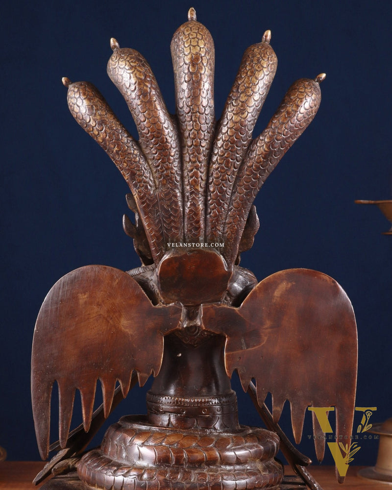 Pure Brass Naag Kanya – Snake Goddess Statue, 12.5"