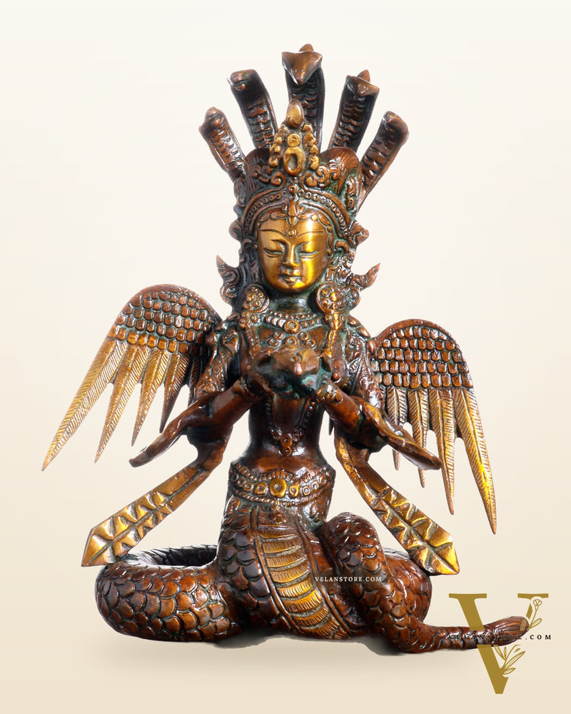 Pure Brass Naga Kanya Idol – Chola Tone Finish 8.5"