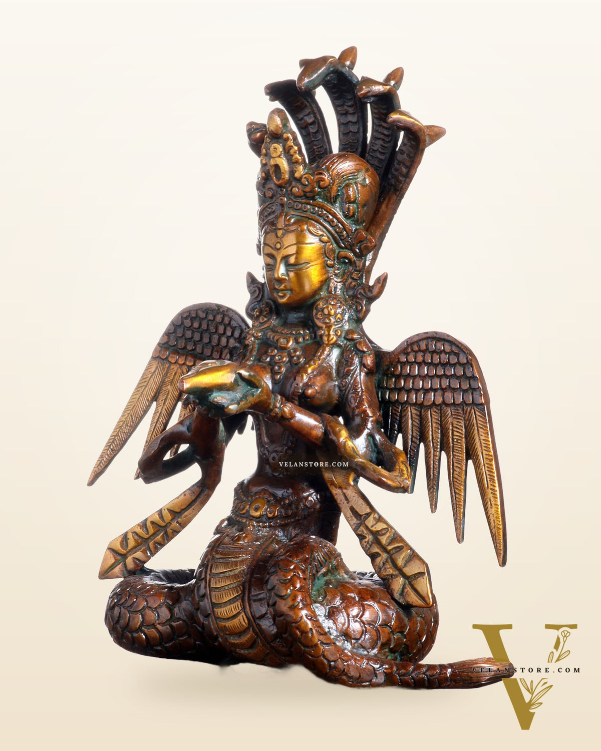 Pure Brass Naga Kanya Idol – Chola Tone Finish 8.5"