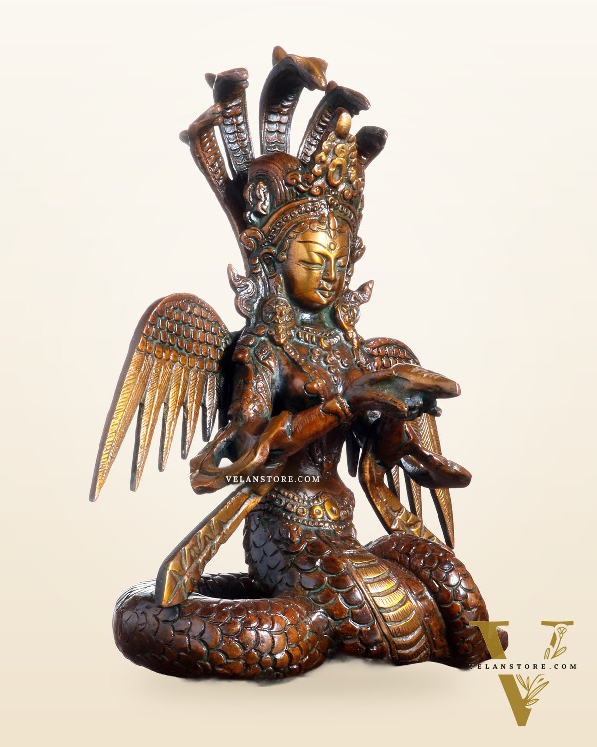 Pure Brass Naga Kanya Idol – Chola Tone Finish 8.5"