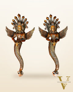 Pure Brass Nagakanya Door Handles Pair – 13.5" – Auspicious Design