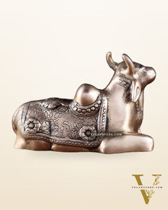 Pure Brass Nandi Idol in Antique Finish – 13 cm (6.7") | Devotional Decor