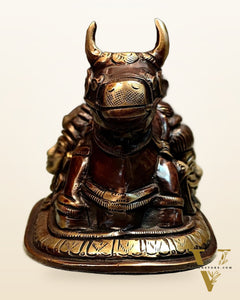 Pure Brass Nandi Idol with Shiv Gauri engraved 6"
