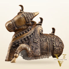 Pure Brass Nandi Statue – Intricately Carved